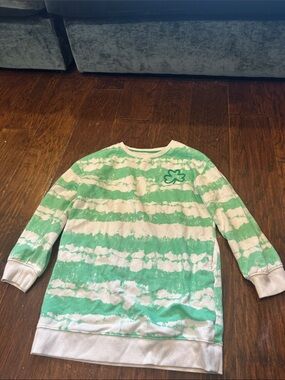 Cat & Jack Green and White Tie-Dye Crewneck Sweatshirt